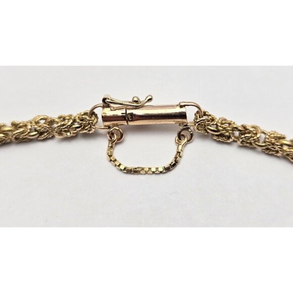 Fancy 18K Karat Solid Yellow Gold Designer Byzantine Link Chain Bracelet 7.25" L - Picture 12 of 16